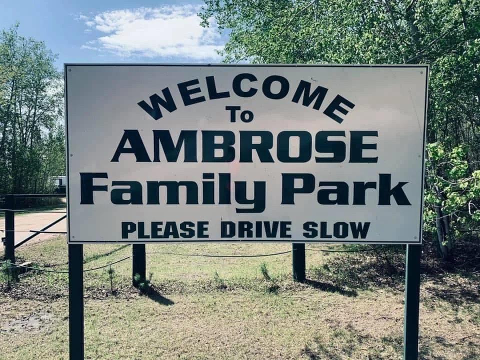 Welcome to Ambrose Family Park entrance sign